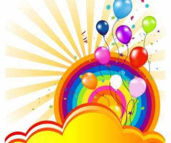 Colorful Balloon And Rainbow