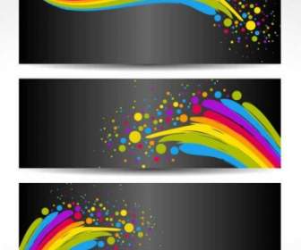 Colorful Banners With Black Background