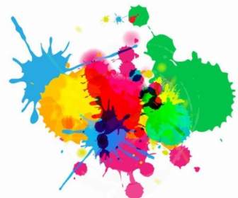 Colorful Bright Ink Splashes On White Background