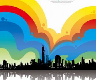 Colorful City Background Vector Illustration