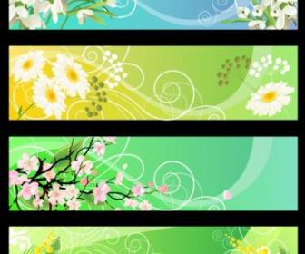 Colorful Floral Banners Vector