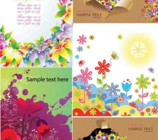 カラフルな花のカードの背景のベクトル