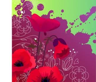 Colorful Flowers Card Background Vector