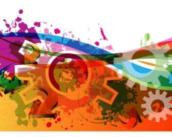 Colorful Gears Background Vector