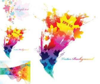 Colorful Leaves Background Vector Elements