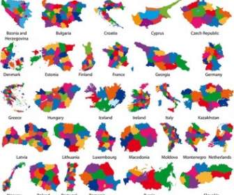 カラフルな地図シルエット ベクトル