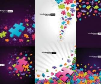 Colorful Puzzle Pieces Theme Vector Background