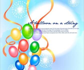 Colorful Ribbon Balloon Festival Fireworks Background Vector