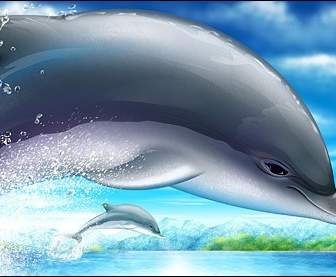 Fajne Skoki Delfinów Psd Warstwy Materiału