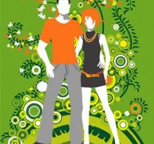 Couple Silhouette With Floral Vector