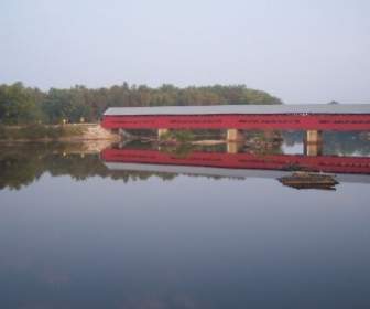 Covered Bridge With Reflection