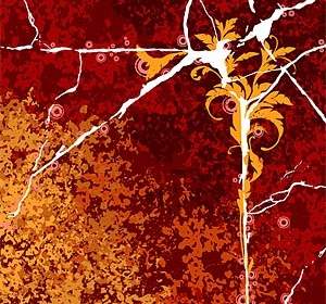 Cracks And Flowers Vector Background Decadence