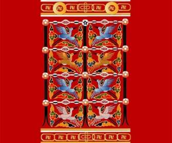 Kran Mit Günstigen Chinesischen Klassischen Muster Vektor