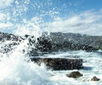 Crashing Waves Wallpaper Beaches Nature