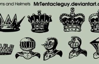 Crowns And Helmets Vector