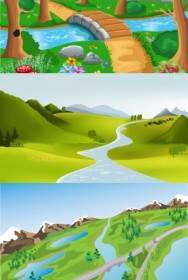 Cute Cartoon Landscape Vector