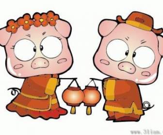 Niedliche Cartoon Schwein Vektoren
