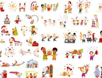 Cute Christmas Characters Vector