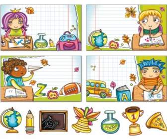 Coloridos Dibujos Animados Niños Y Niñas Vector De La Imagen