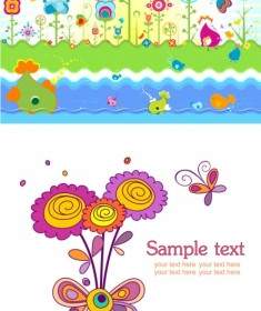 Cute Colorful Flowers Theme Vector
