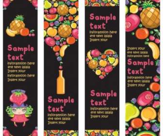 Lindos Coloridas Frutas Y Banner Vector