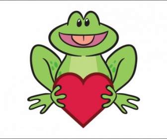 Cute Frog Sosteniendo Un Corazón