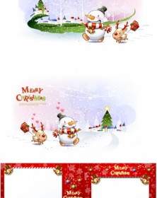 Lindo Muñeco De Nieve Y Santa Claus Navidad Vector