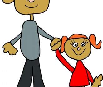 Dad Holding Daughters Hand Clip Art
