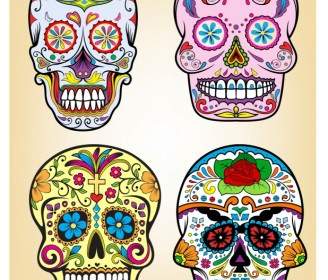 Day Of The Dead Vector Illustration Set