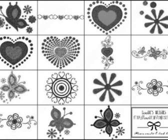 Dekorative Valentin-Herz Und Blume-Pinsel