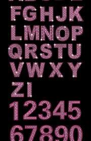 ไดมอนด์เวกเตอร์ตัวอักษรและตัวเลขสีชมพู และสีม่วง