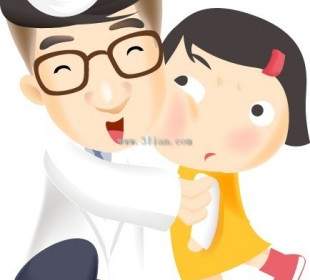 Doctor And Little Girl Vector Cartoon