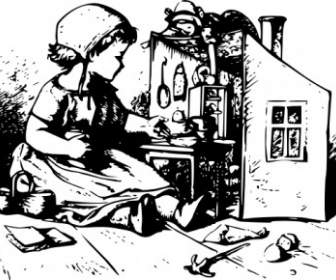Dollhouse Illustration Clip Art