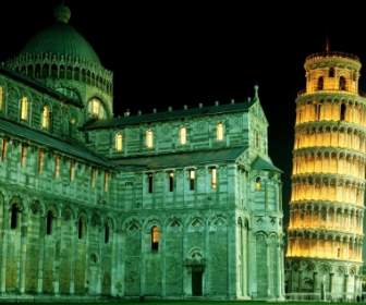 Duomo E A Inclinada Torre Mundo Do Papel De Parede Itália