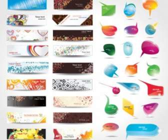 Dynamic Colorful Banner And Dialog Boxes Vector