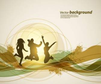 Dynamic Trend Of The Flow Line Figure Silhouette Vector