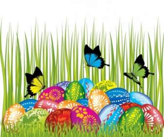 Decoraciones Y Tarjetas De Pascua Vector Huevos De Mariposa