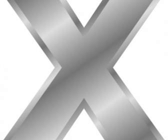Efek Huruf Alfabet Perak X Clip Art