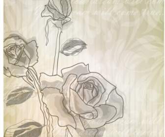 優雅的玫瑰花紋圖案向量