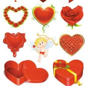 Elemente Der Romantischen Valentine39s Tag-Vektor