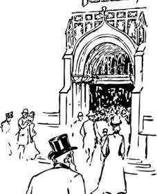 Entering Cathedral Clip Art