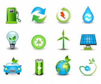Iconos De Energía Verde Y Del Medio Ambiente
