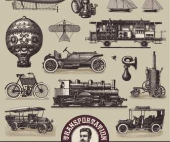 European And American Vintage Vehicles Vector