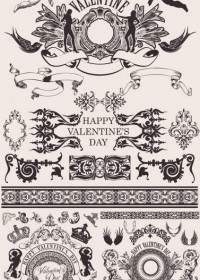 European Gorgeous Valentine Day Theme Classic Lace Pattern Vector