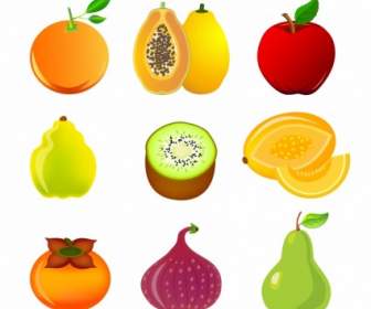 Conjunto De Iconos De Frutas Exóticas