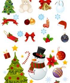 Exquisite Cartoon Christmas Ornaments Vector