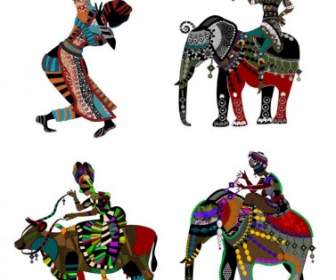 Pittura Decorativa Squisita Serie Due Etnici Stile Vettoriale