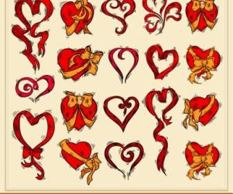 เวกเตอร์ Handpainted งดงามหัวใจสีแดง