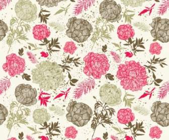 Fashion Background Vector Line Drawing Flowers