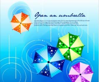 Fashion Design Background Vector Printed Umbrellas